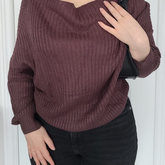 SHEIN | Coffee Brown Ribbed Knit Sweater - Picture 2 of 3